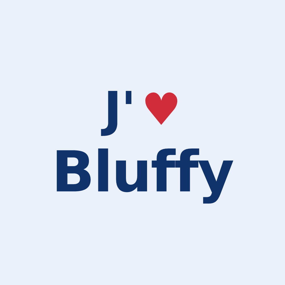 Sticker personnalisé Bluffy — design J'aime Bluffy