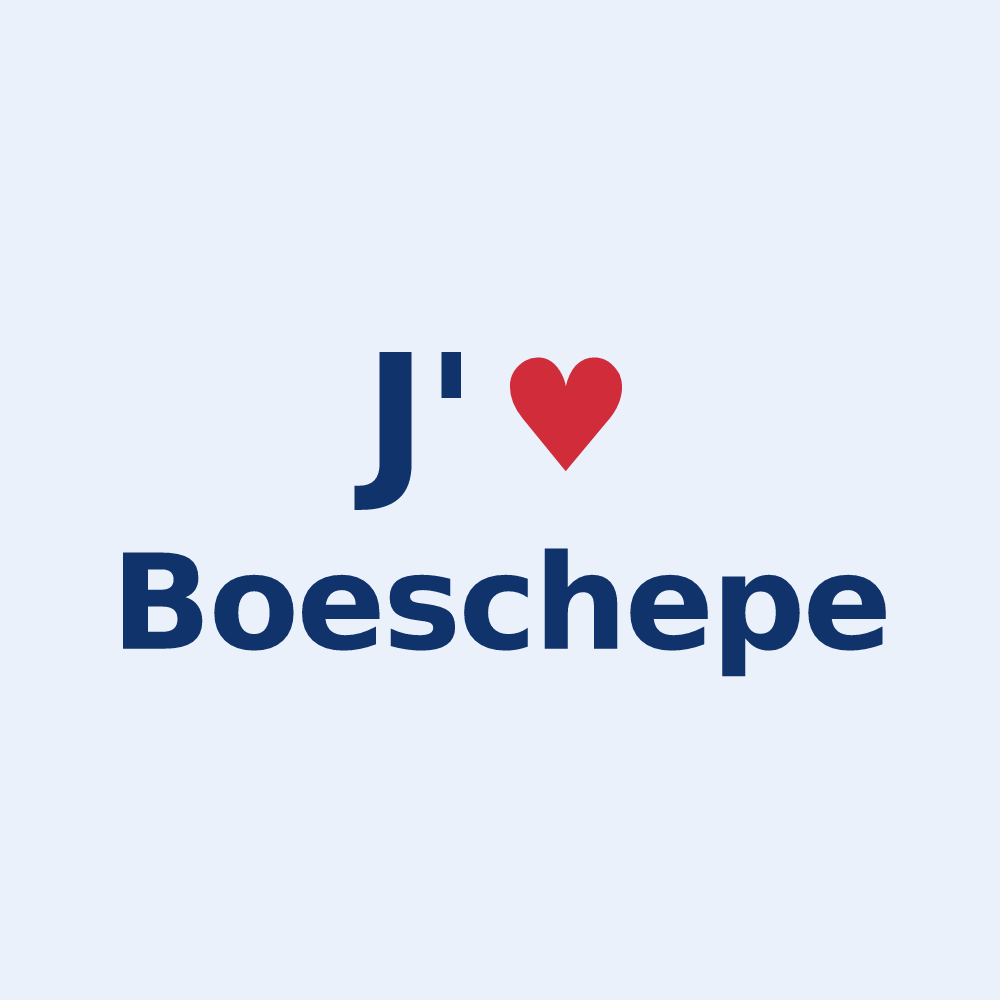 Sticker personnalisé Boeschepe — design « J'aime Boeschepe » imprimé sur le sticker