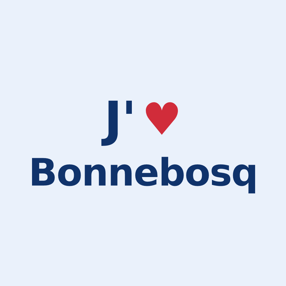 Sticker personnalisé Bonnebosq — design J'aime Bonnebosq