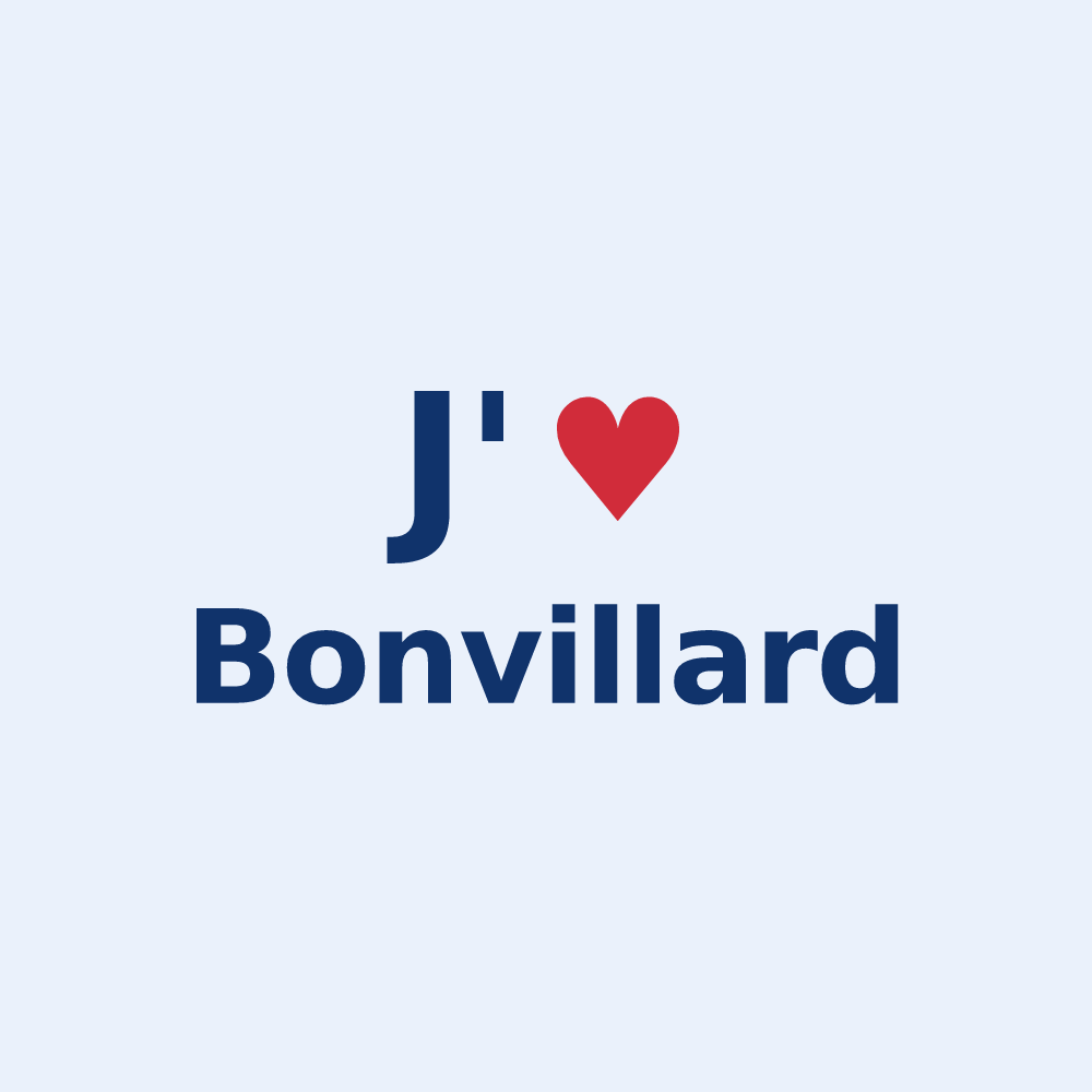 Sticker personnalisé Bonvillard — design « J'aime Bonvillard » imprimé sur le sticker