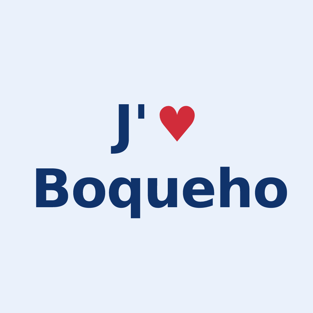 Sticker personnalisé Boqueho — design « J'aime Boqueho » imprimé sur le sticker