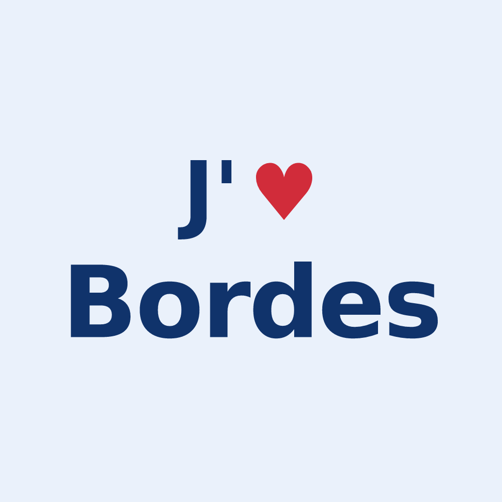 Sticker personnalisé Bordes — design « J'aime Bordes » imprimé sur le sticker