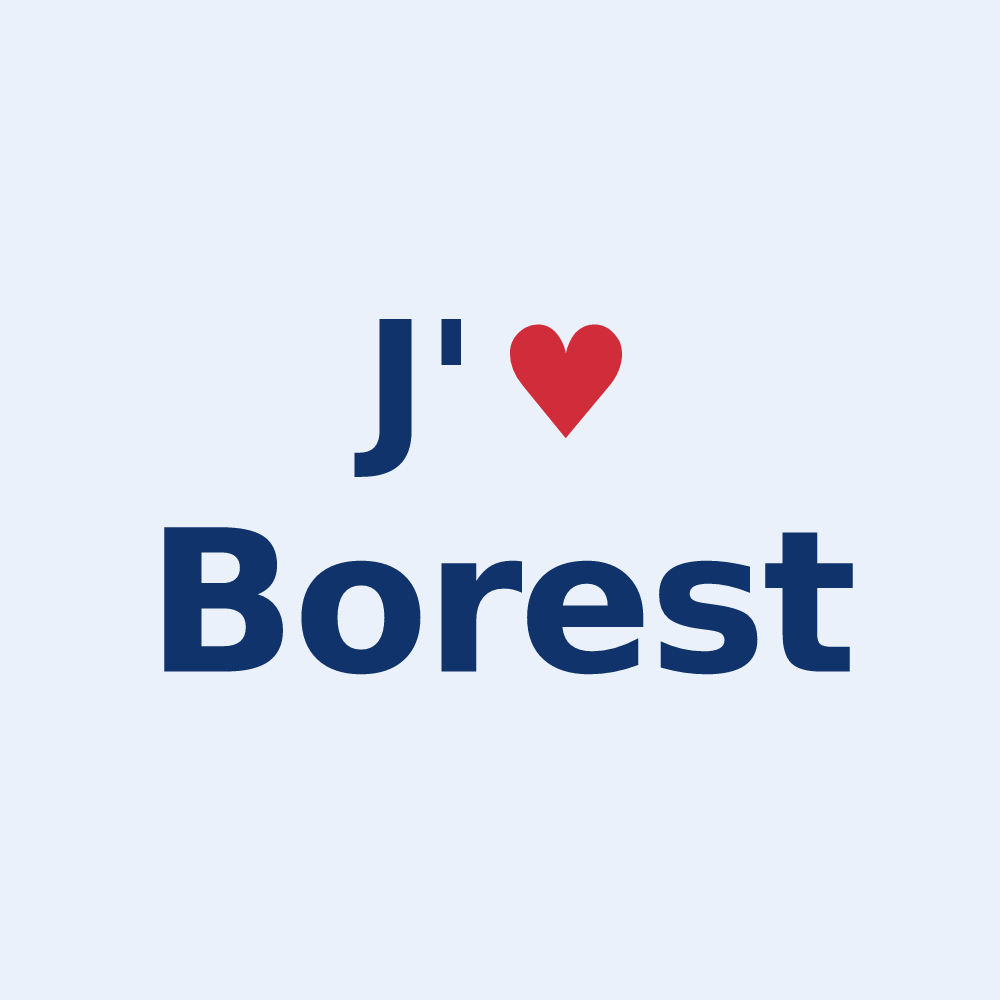 Sticker personnalisé Borest — design J'aime Borest