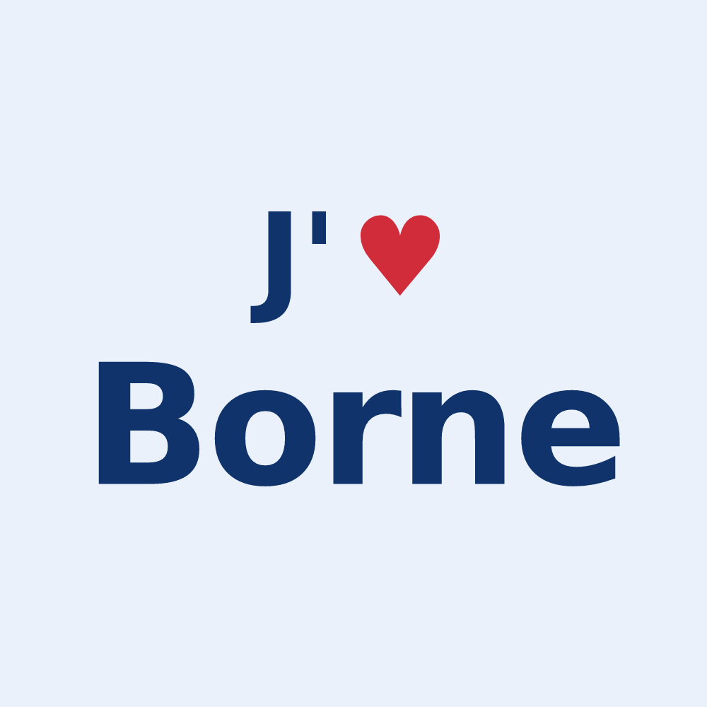 Sticker personnalisé Borne — design J'aime Borne
