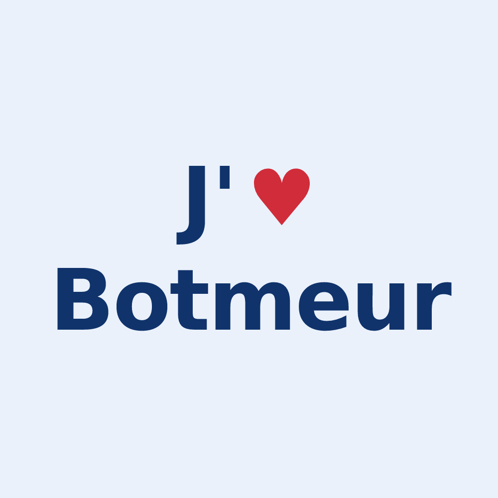 Sticker personnalisé Botmeur — design « J'aime Botmeur » imprimé sur le sticker