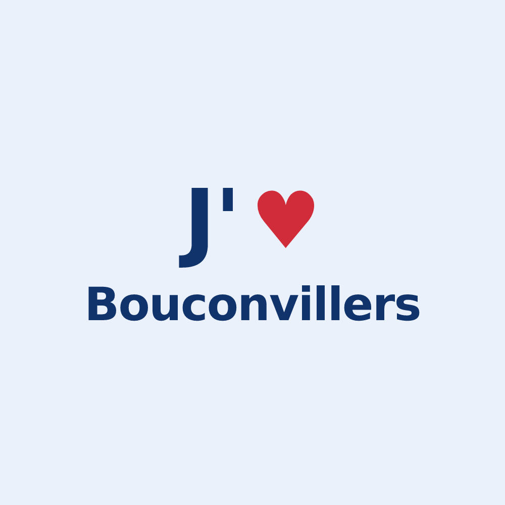 Sticker personnalisé Bouconvillers — design « J'aime Bouconvillers » imprimé sur le sticker