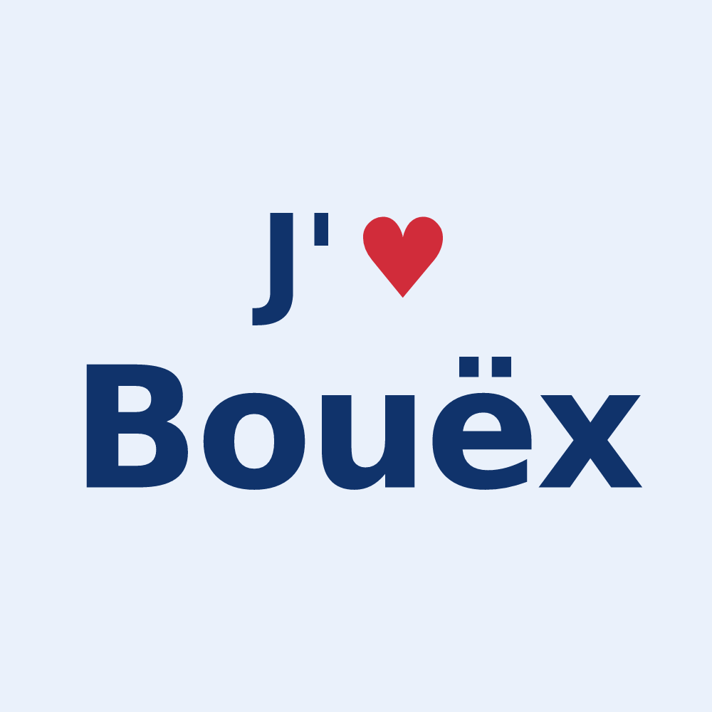 Sticker personnalisé Bouëx — design « J'aime Bouëx » imprimé sur le sticker