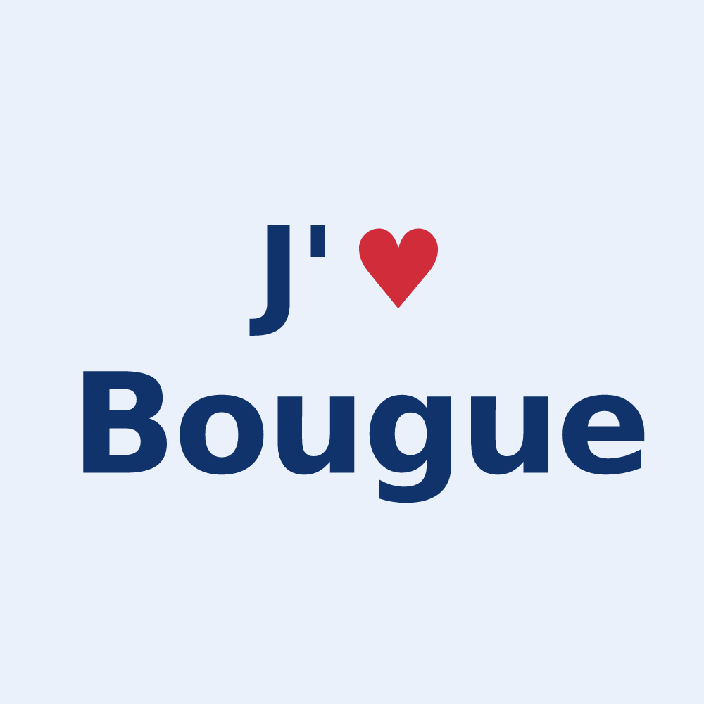 Sticker personnalisé Bougue — design « J'aime Bougue » imprimé sur le sticker