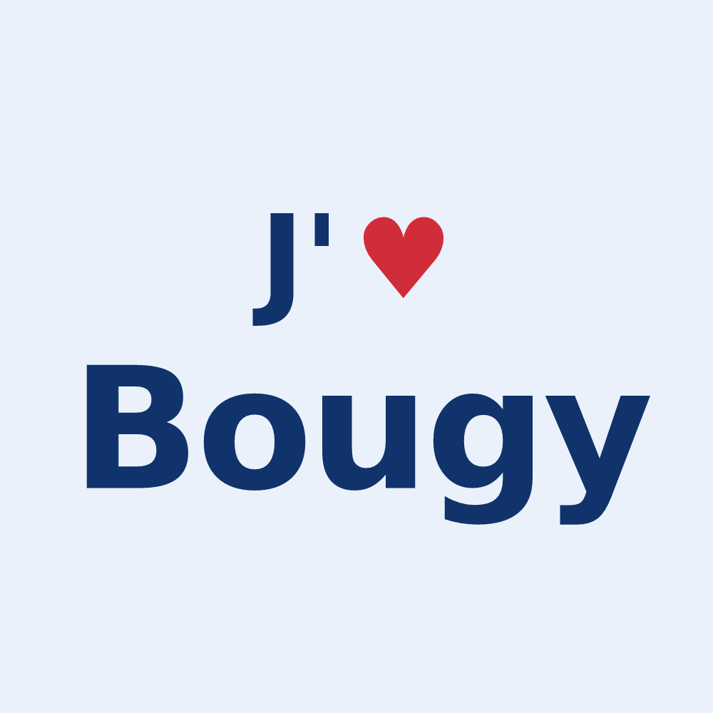 Sticker personnalisé Bougy — design J'aime Bougy