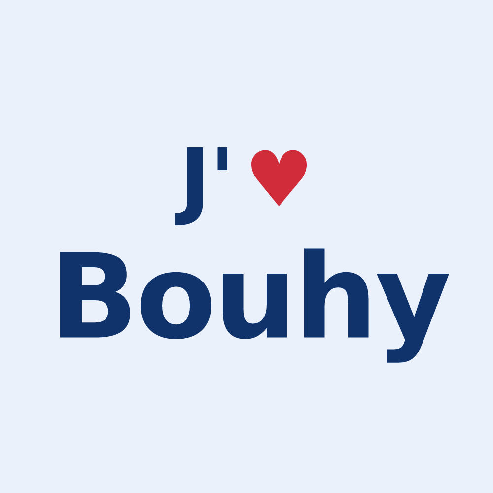 Sticker personnalisé Bouhy — design J'aime Bouhy