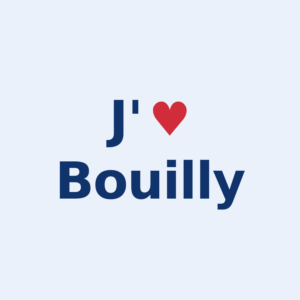 Sticker personnalisé Bouilly — design J'aime Bouilly