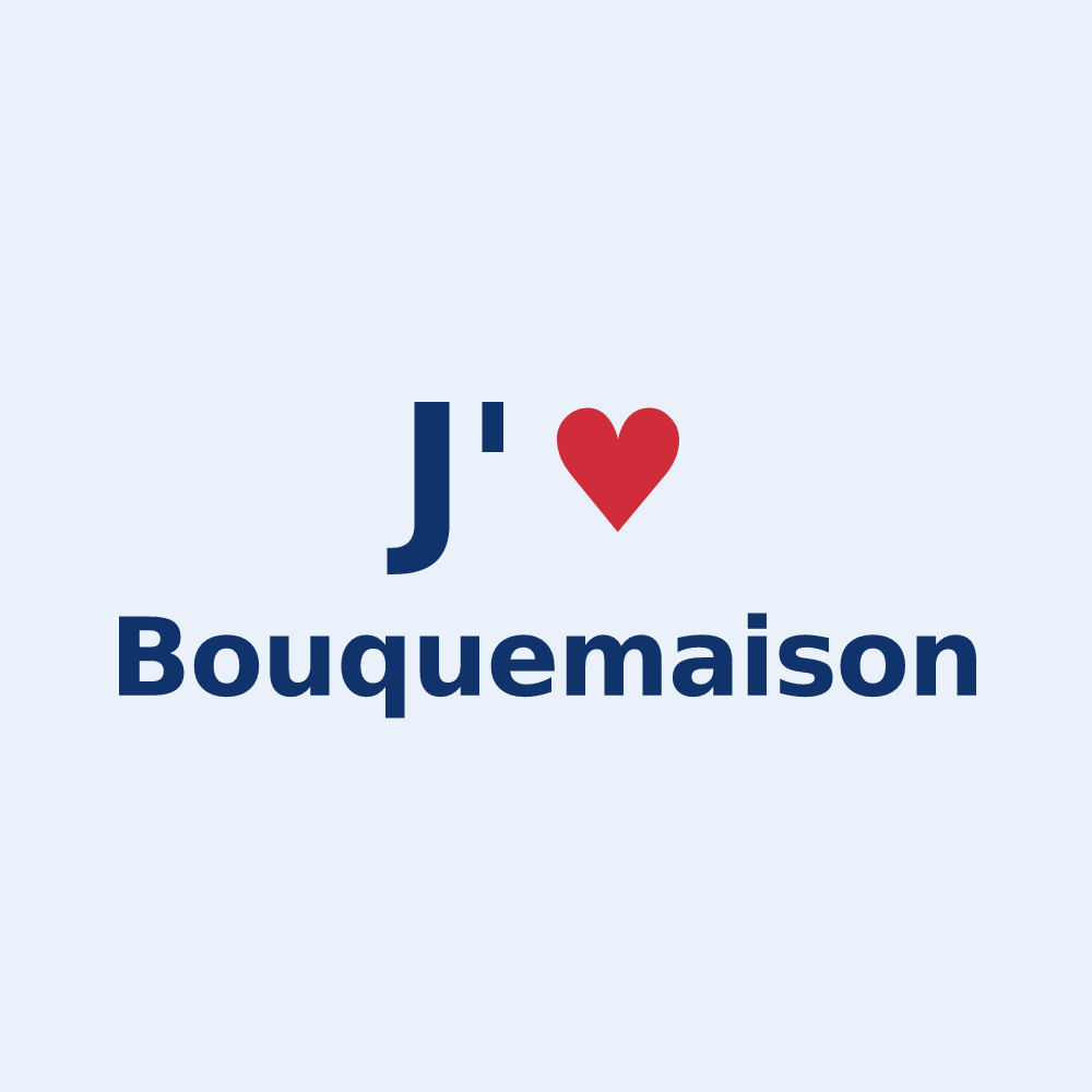 Sticker personnalisé Bouquemaison — design J'aime Bouquemaison