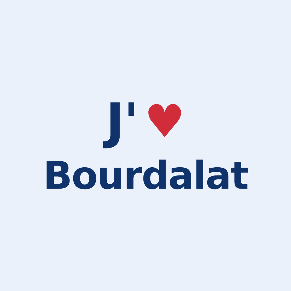 Sticker personnalisé Bourdalat — design J'aime Bourdalat