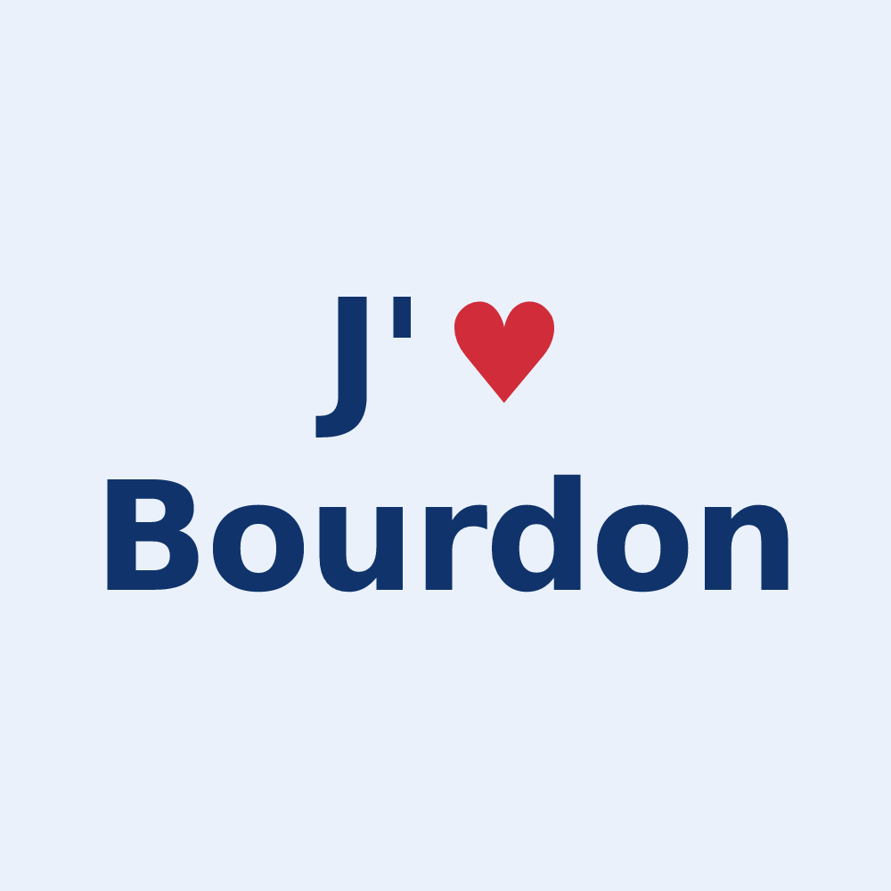 Sticker personnalisé Bourdon — design « J'aime Bourdon » imprimé sur le sticker