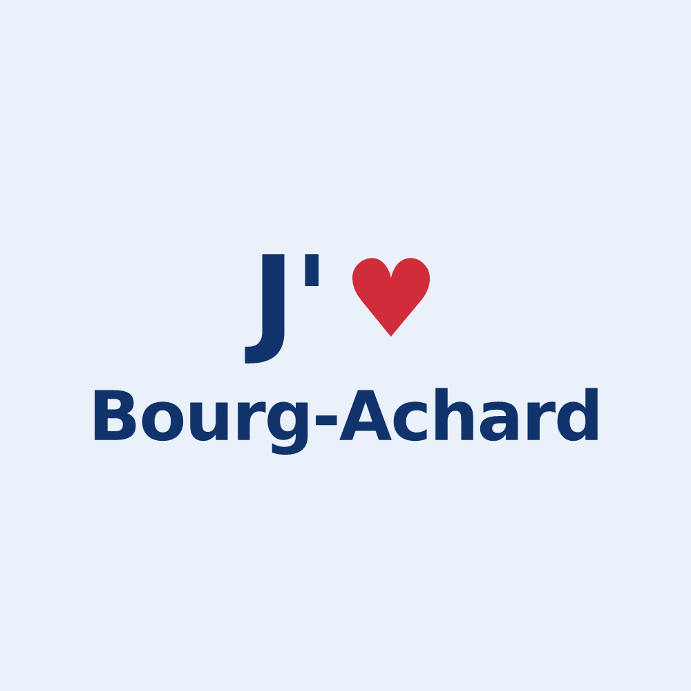 Sticker personnalisé Bourg-Achard — design « J'aime Bourg-Achard » imprimé sur le sticker