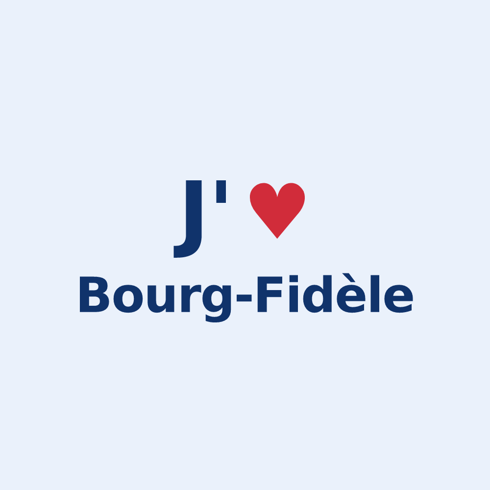 Sticker personnalisé Bourg-Fidèle — design « J'aime Bourg-Fidèle » imprimé sur le sticker