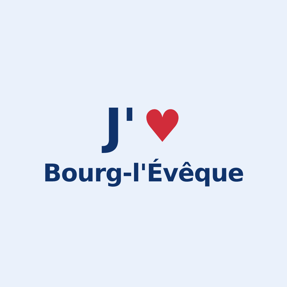 Sticker personnalisé Bourg-l'Évêque — design « J'aime Bourg-l'Évêque » imprimé sur le sticker