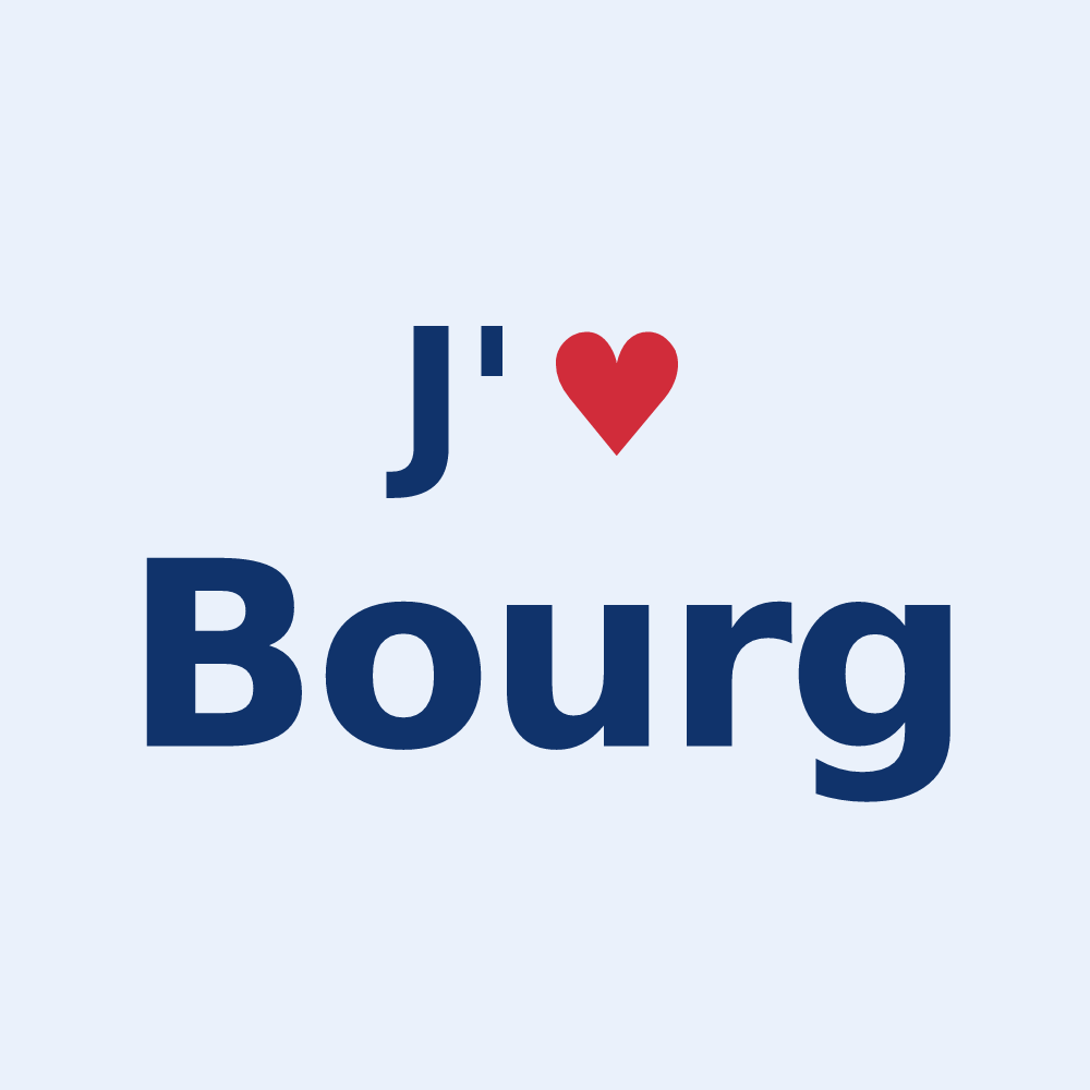 Sticker personnalisé Bourg — design J'aime Bourg