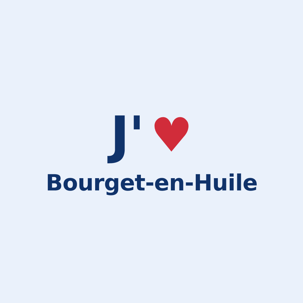 Sticker personnalisé Bourget-en-Huile — design « J'aime Bourget-en-Huile » imprimé sur le sticker