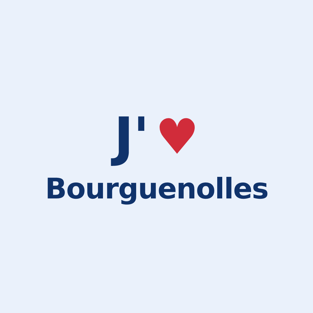 Sticker personnalisé Bourguenolles — design J'aime Bourguenolles