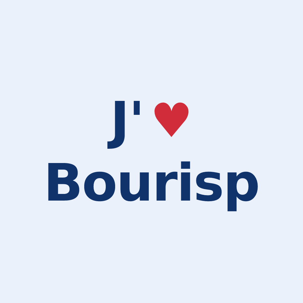 Sticker personnalisé Bourisp — design « J'aime Bourisp » imprimé sur le sticker