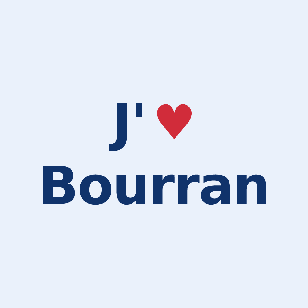 Sticker personnalisé Bourran — design J'aime Bourran