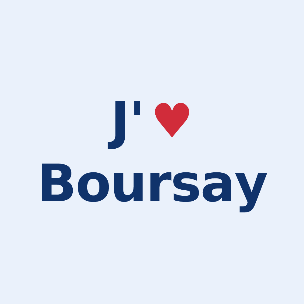Sticker personnalisé Boursay — design « J'aime Boursay » imprimé sur le sticker