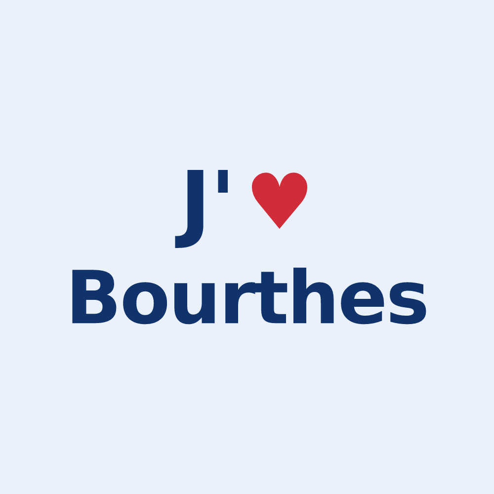 Sticker personnalisé Bourthes — design « J'aime Bourthes » imprimé sur le sticker