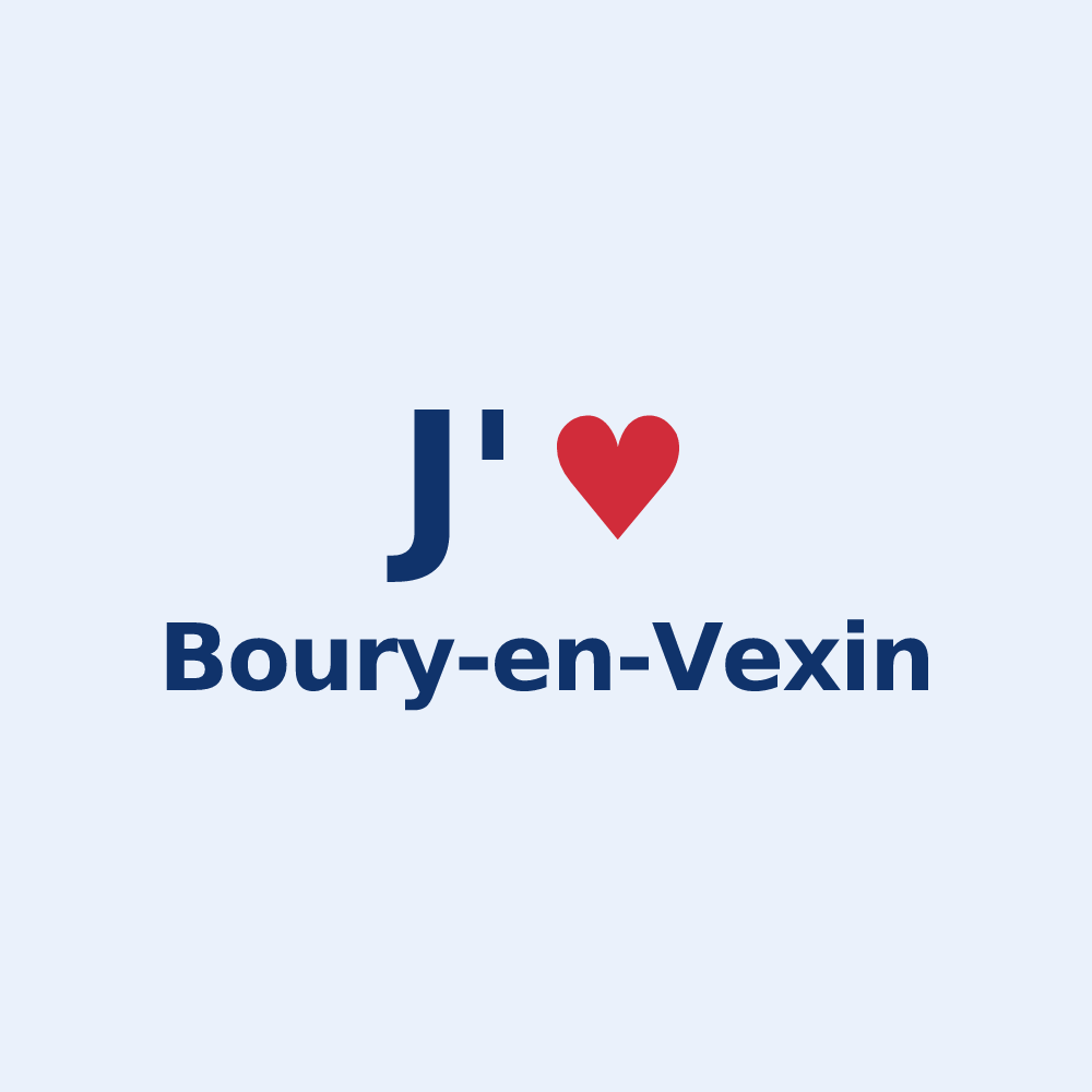 Sticker personnalisé Boury-en-Vexin — design « J'aime Boury-en-Vexin » imprimé sur le sticker
