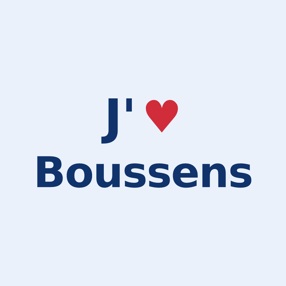 Sticker personnalisé Boussens — design J'aime Boussens