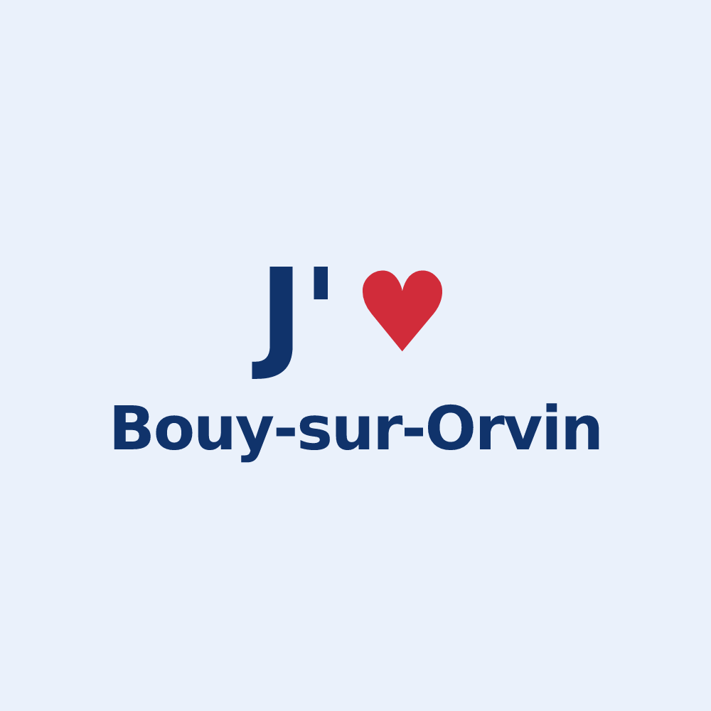Sticker personnalisé Bouy-sur-Orvin — design « J'aime Bouy-sur-Orvin » imprimé sur le sticker