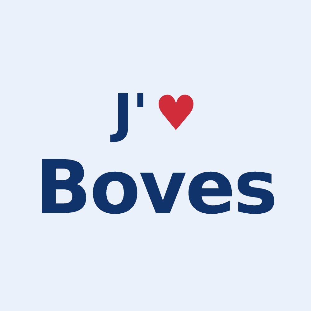Sticker personnalisé Boves — design « J'aime Boves » imprimé sur le sticker