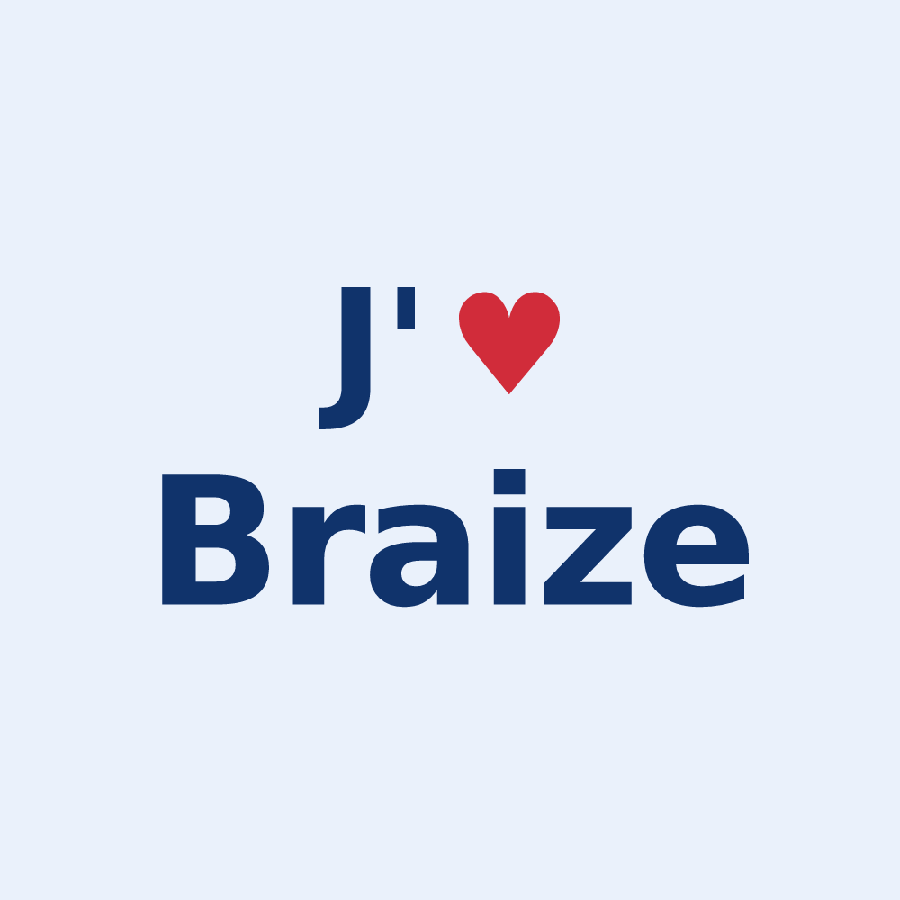 Sticker personnalisé Braize — design « J'aime Braize » imprimé sur le sticker