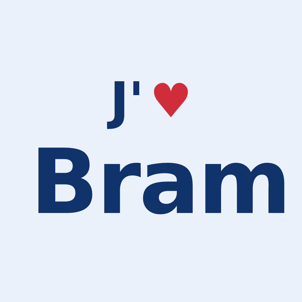 Sticker personnalisé Bram — design « J'aime Bram » imprimé sur le sticker
