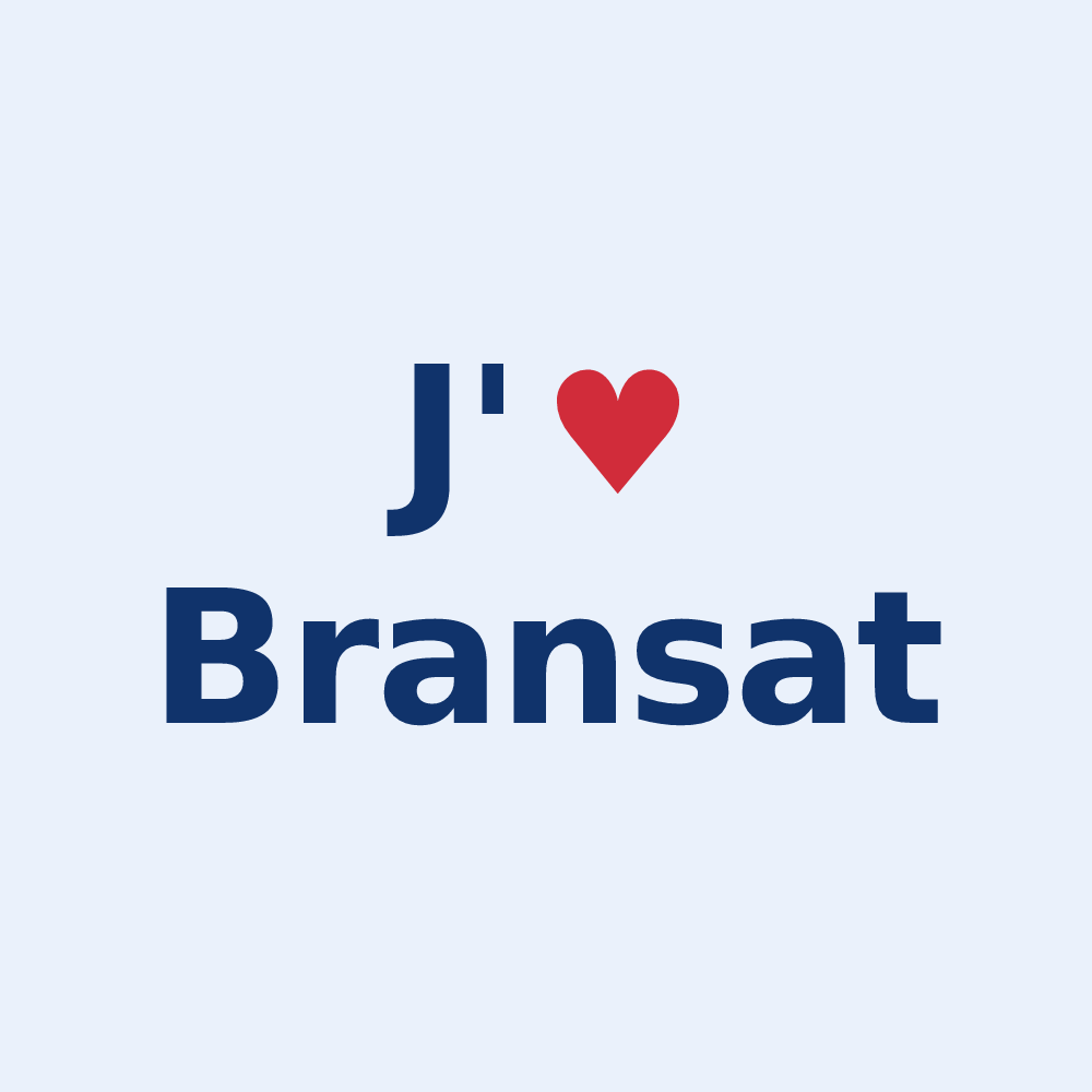 Sticker personnalisé Bransat — design « J'aime Bransat » imprimé sur le sticker