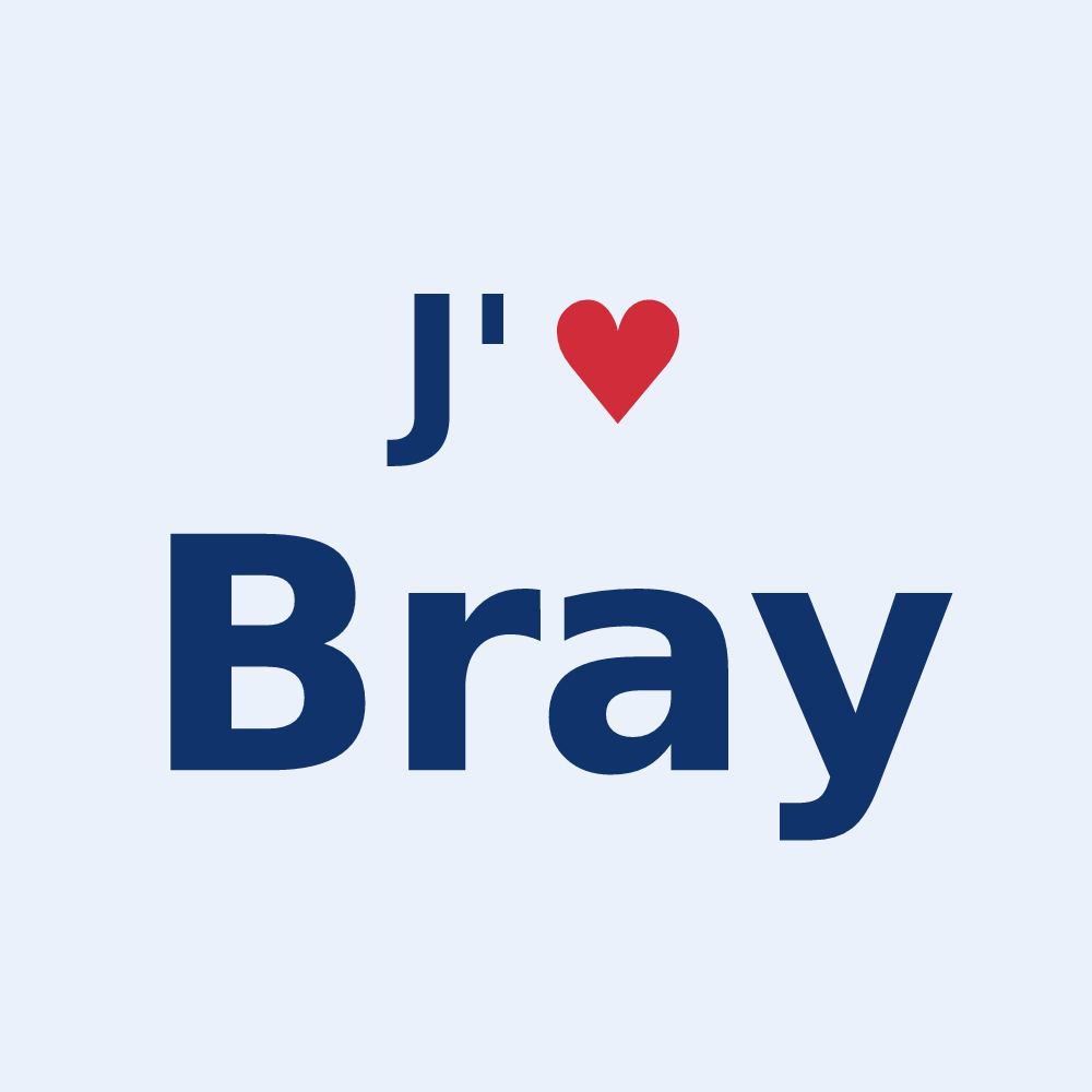 Sticker personnalisé Bray — design « J'aime Bray » imprimé sur le sticker