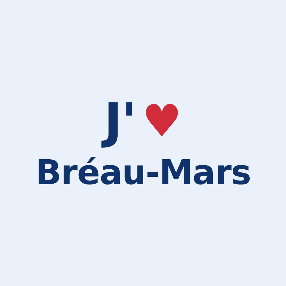 Sticker personnalisé Bréau-Mars — design J'aime Bréau-Mars