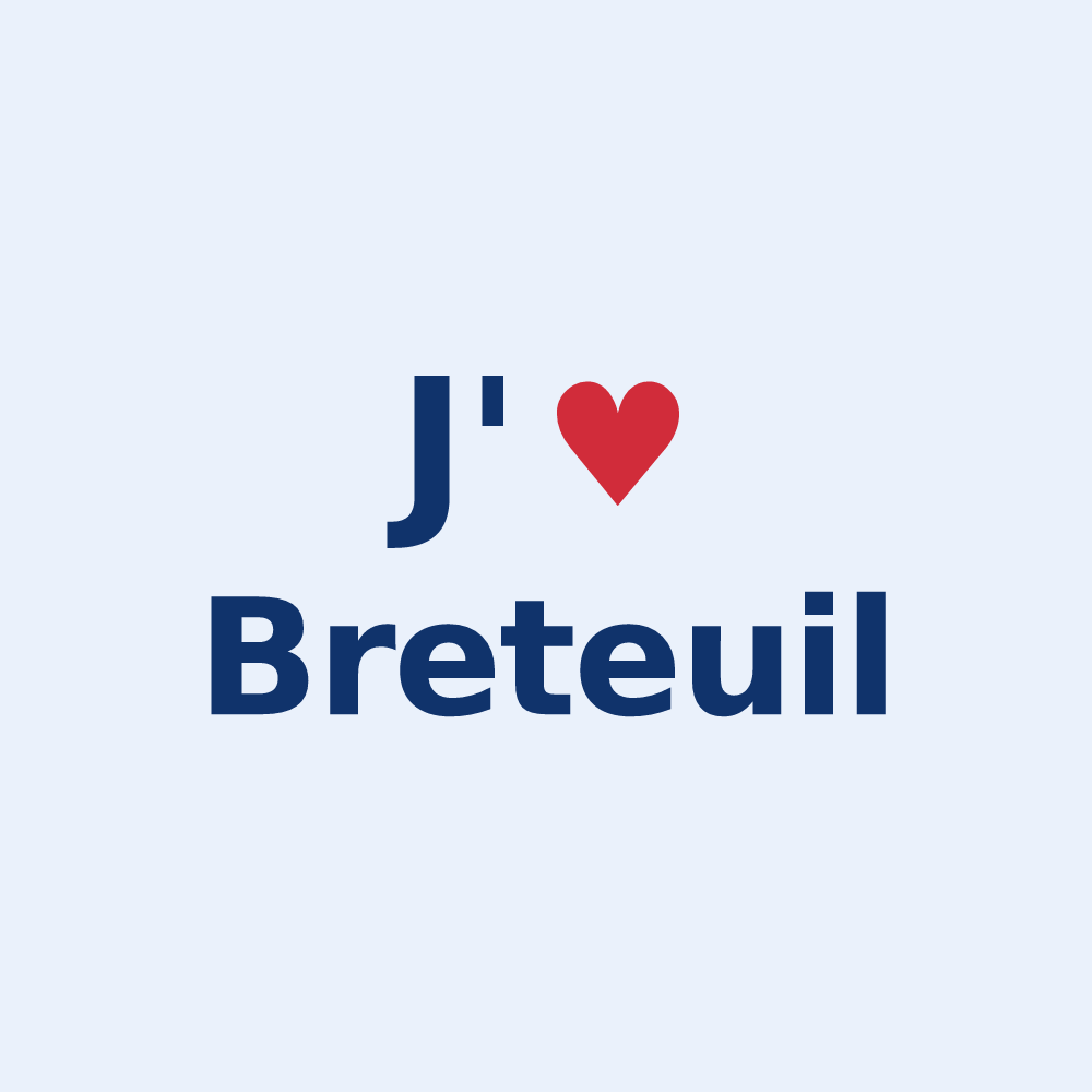 Sticker personnalisé Breteuil — design « J'aime Breteuil » imprimé sur le sticker
