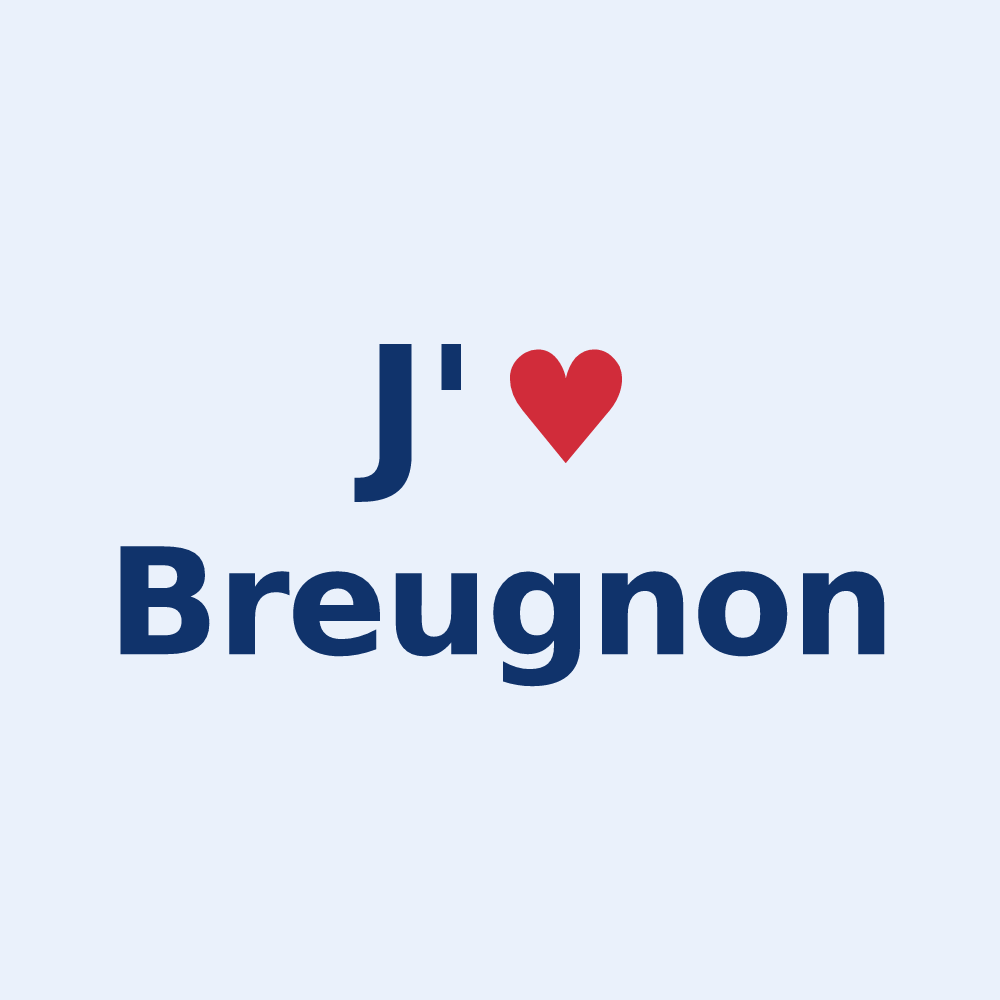 Sticker personnalisé Breugnon — design « J'aime Breugnon » imprimé sur le sticker