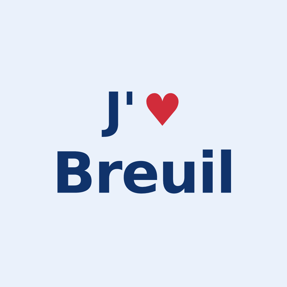 Sticker personnalisé Breuil — design « J'aime Breuil » imprimé sur le sticker