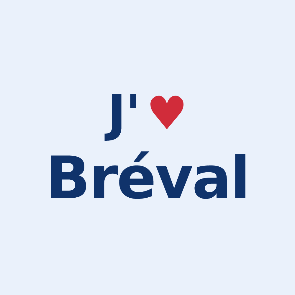 Sticker personnalisé Bréval — design J'aime Bréval