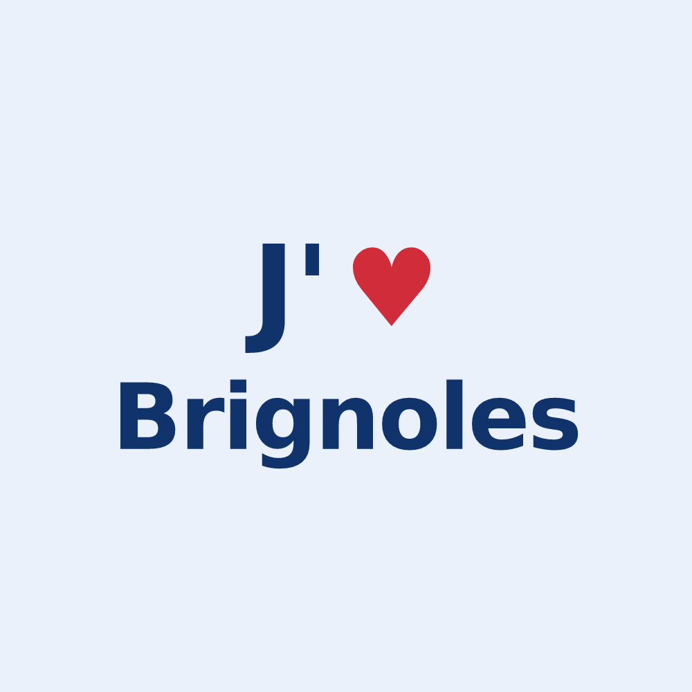 Sticker personnalisé Brignoles — design « J'aime Brignoles » imprimé sur le sticker