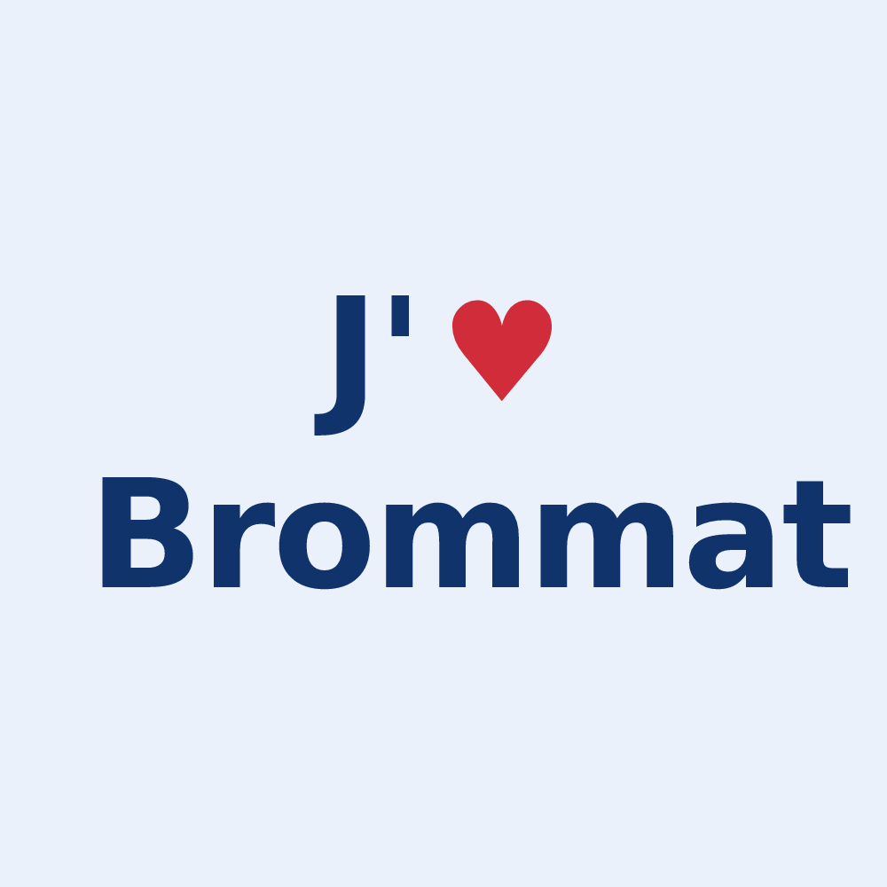 Sticker personnalisé Brommat — design J'aime Brommat
