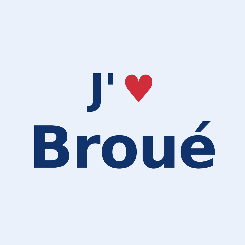 Sticker personnalisé Broué — design « J'aime Broué » imprimé sur le sticker