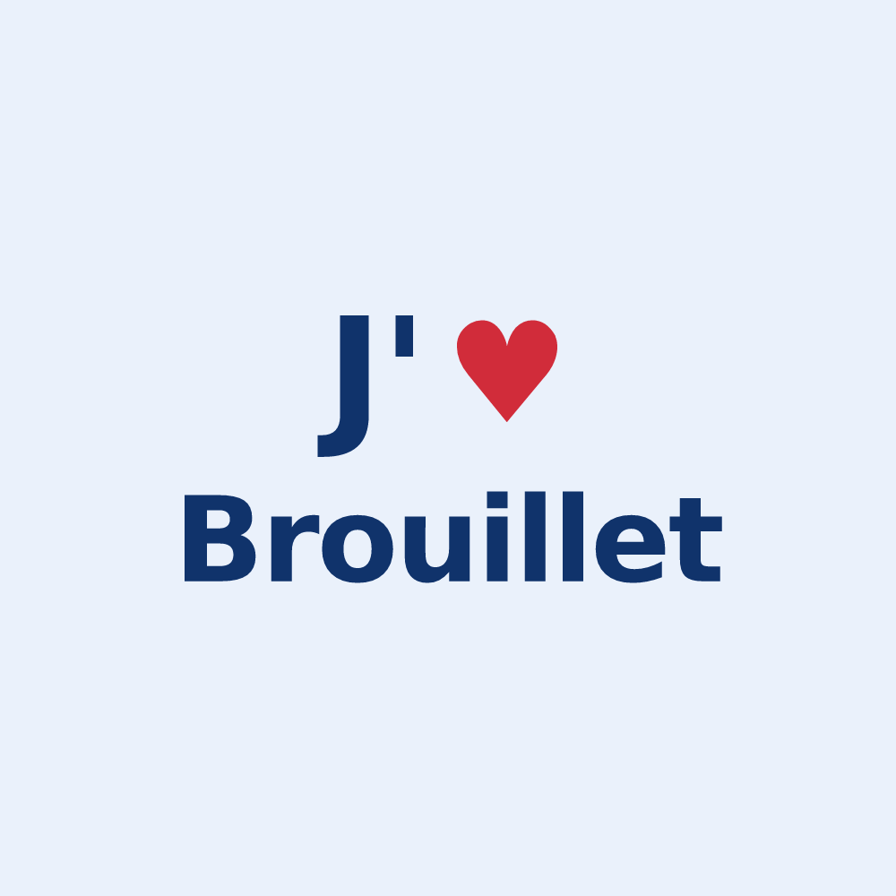 Sticker personnalisé Brouillet — design J'aime Brouillet