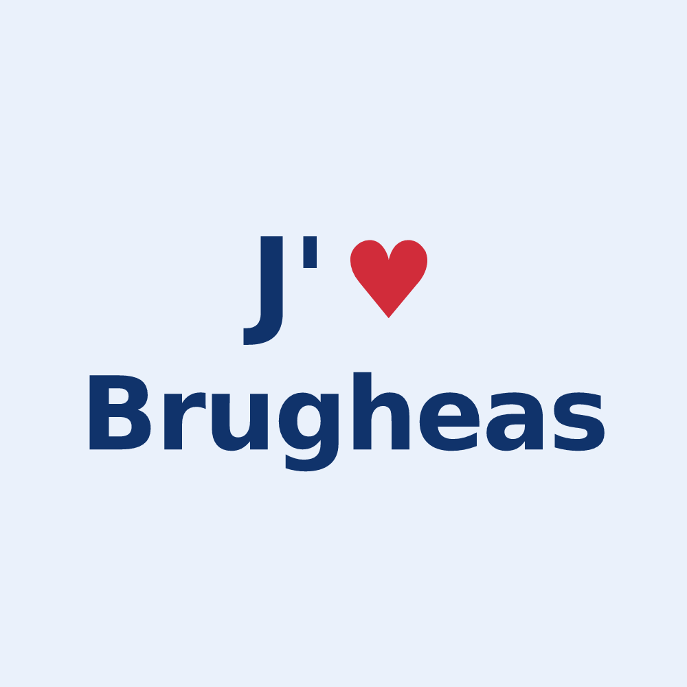 Sticker personnalisé Brugheas — design J'aime Brugheas