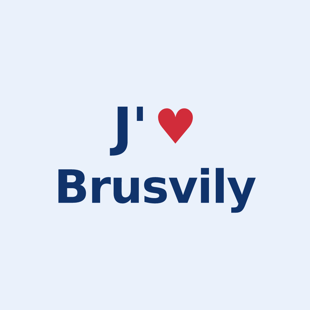 Sticker personnalisé Brusvily — design « J'aime Brusvily » imprimé sur le sticker