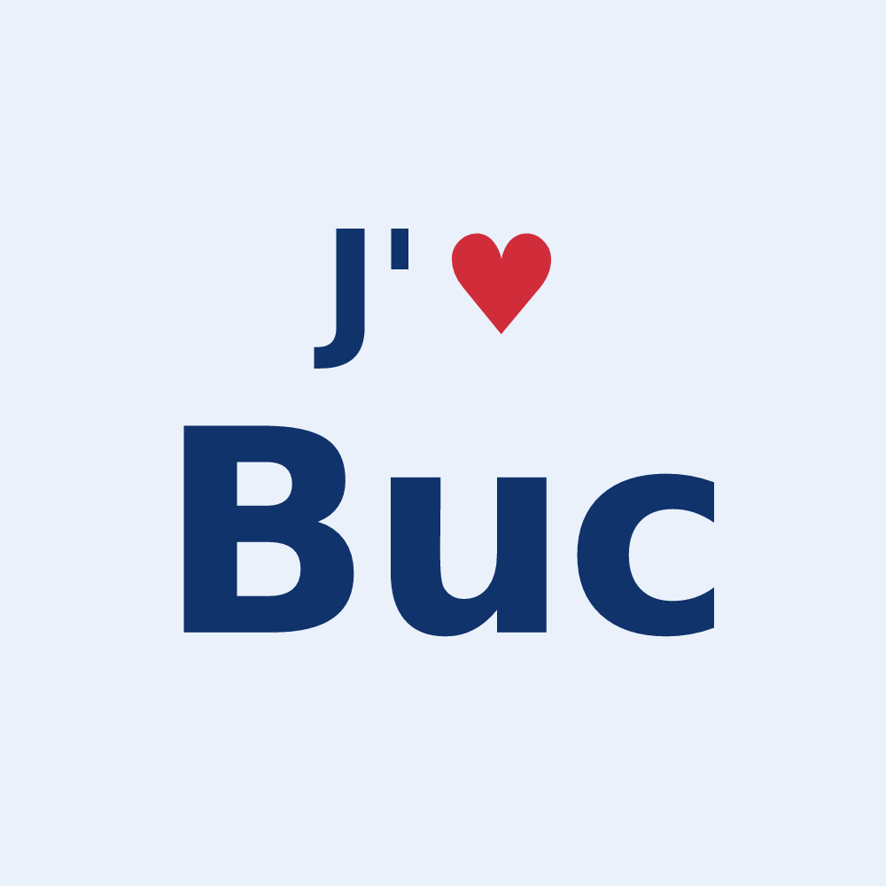 Sticker personnalisé Buc — design J'aime Buc