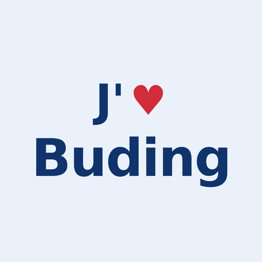 Sticker personnalisé Buding — design J'aime Buding