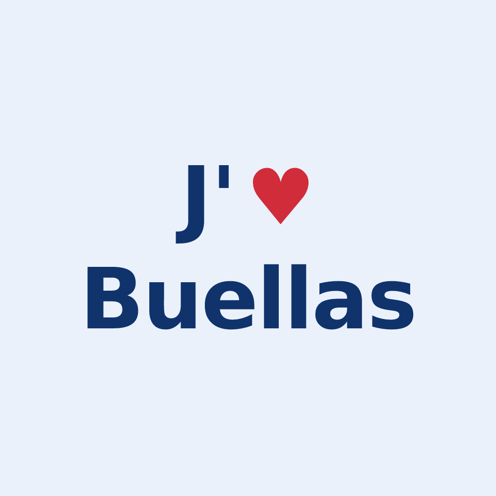 Sticker personnalisé Buellas — design J'aime Buellas